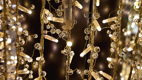 Close-up of illuminated chandelier