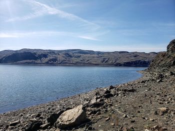 Scenic view of lake against sky