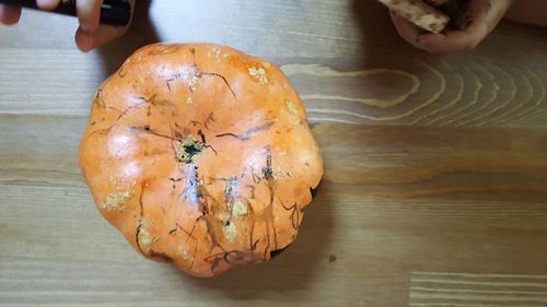 Close-up of pumpkin on table