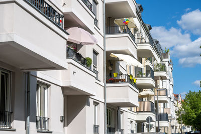 Modern apartment building with balconies seen in berlin, germany