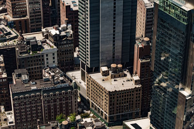 High angle view of buildings in city