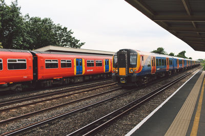 Train on railroad station platform