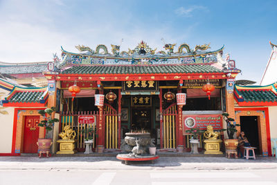 Temple building against sky