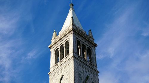 Low angle view of building against blue sky