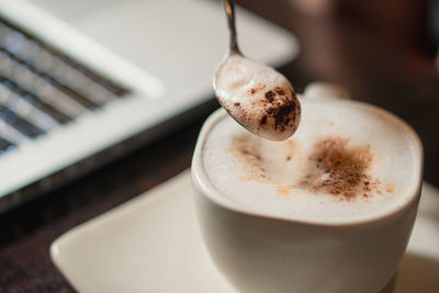 Close-up of coffee on table