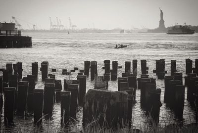 View of pier on harbor