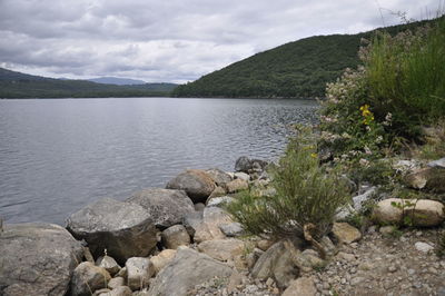 Scenic view of lake against sky