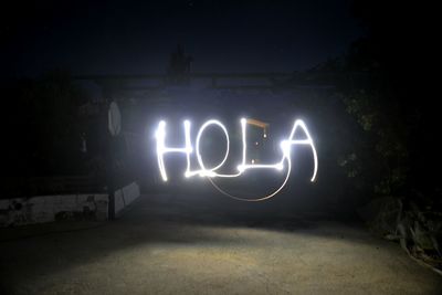 Information sign at night