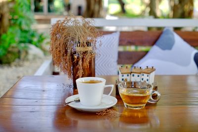 Close-up of coffee on table