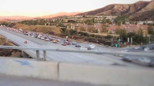 High angle view of road along landscape