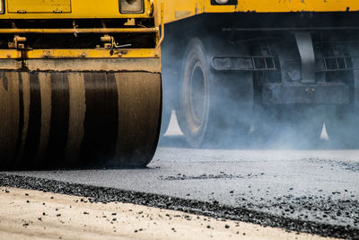 Close-up of bulldozer at construction site