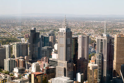 View of vast city with skyscrapers