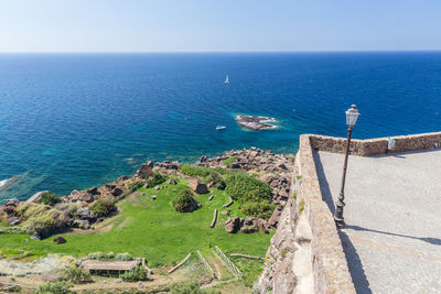 High angle view of sea against sky