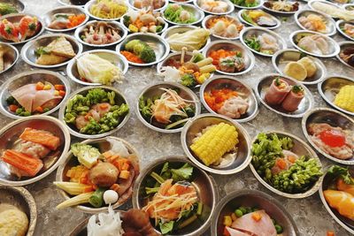 High angle view of food on table