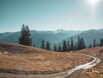 Scenic view of mountains against sky