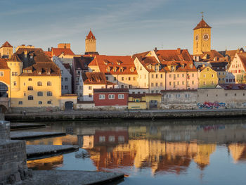 Reflection of buildings in city