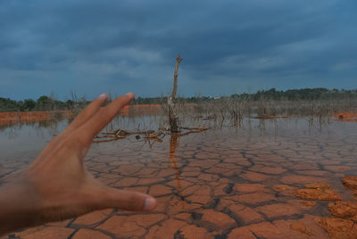 Scenic view of lake against sky