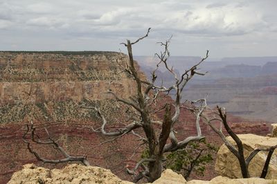 View of desert against cloudy sky