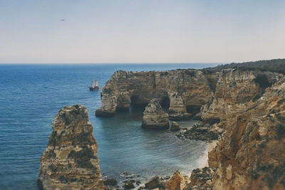 Scenic view of sea against clear sky