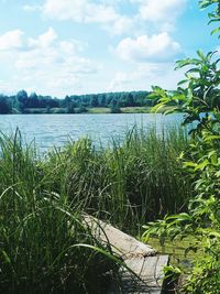 Scenic view of lake against sky