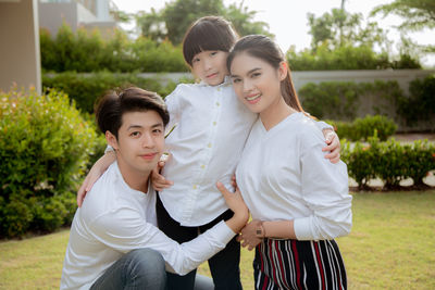 Portrait of smiling friends