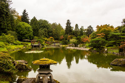 Scenic view of lake against sky during autumn