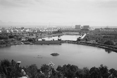 High angle view of city