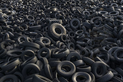 Mountains of tires in a landfill in the colorado plains