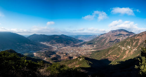 Scenic view of mountains against sky