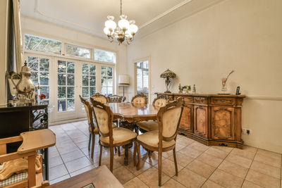 Interior of living room with dinning table