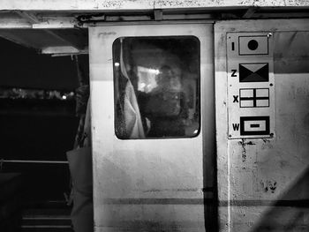 Close-up of train window