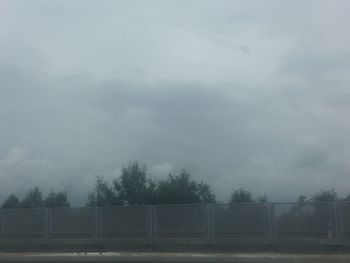 Trees on landscape against sky