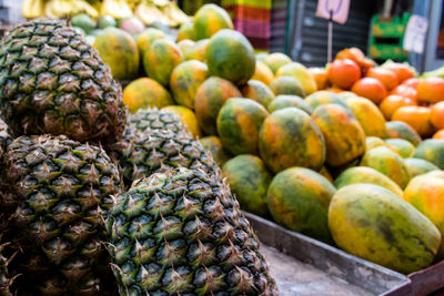 Close-up of pineapple for sale