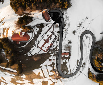 High angle view of graffiti on abandoned building