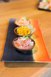 Close-up of food in plate on table