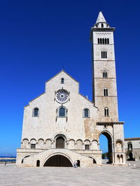 Low angle view of west facade of the cathedral in trani, apulia region, italy.