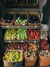 High angle view of food for sale at market stall