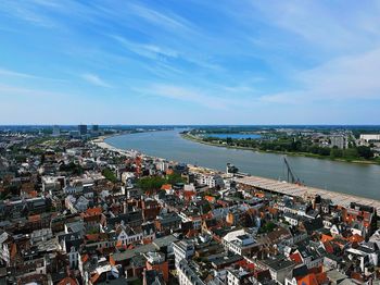 High angle view of cityscape against sky