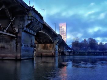 Bridge over river against sky