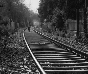 Railroad tracks on railroad track