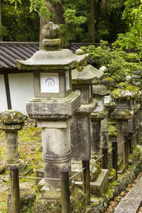 View of cross in cemetery