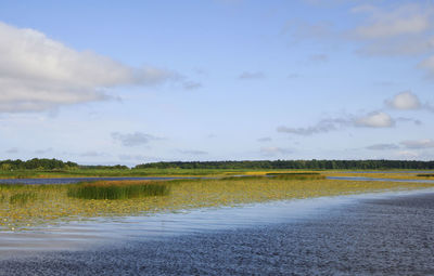 Scenic view of land against sky