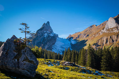 Fantastic view of the mountain hundstein near appenzell