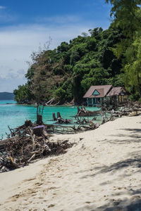 Scenic view of beach against sky