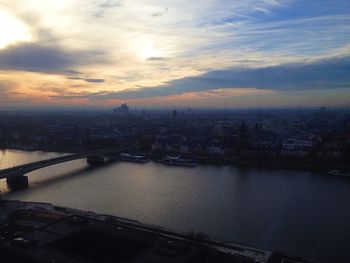 High angle view of city at waterfront