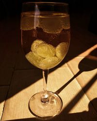 Close-up of wine glass on table