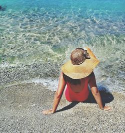 Full length of woman on beach