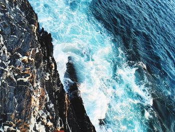 High angle view of sea waves