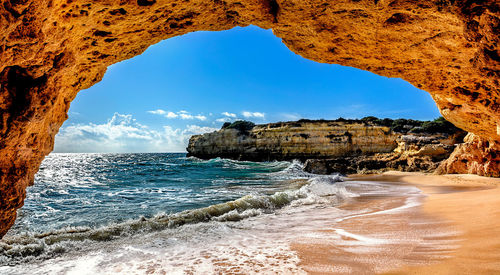 Rock formations on beach