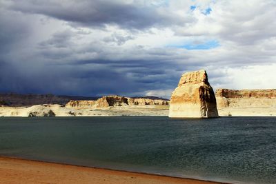 Scenic view of rock formation against sky